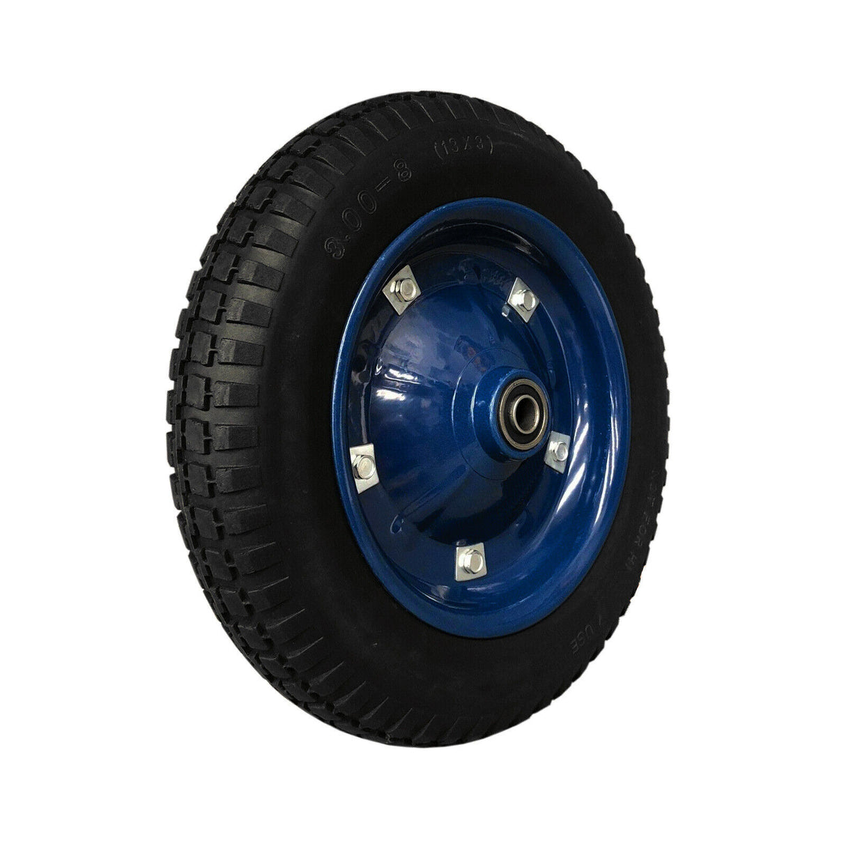 Heavy Duty 13-Inch 3.00-8 Pneumatic Trolley Wheel with 16mm Bore and Metal Rim for Wheelbarrows