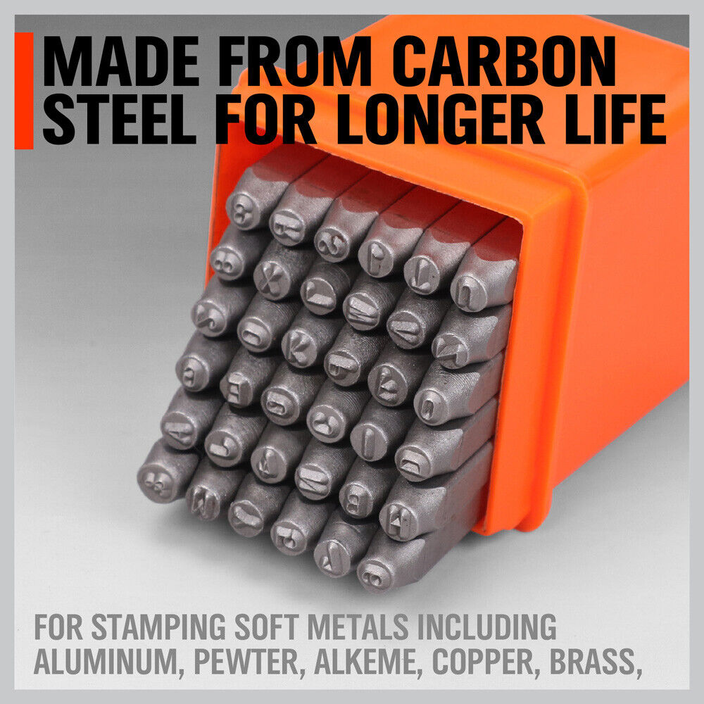 Durable 37Pcs 3mm Letter and Number Stamp Punch Set with Hardened Carbon Steel for DIY Projects on Various Surfaces