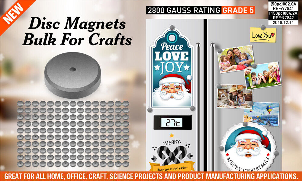 Pack of 50 Strong Round Flat 18mm Disc Magnets - Ideal for DIY Crafts, Office, and Fridge, with Beveled Edges for Safety