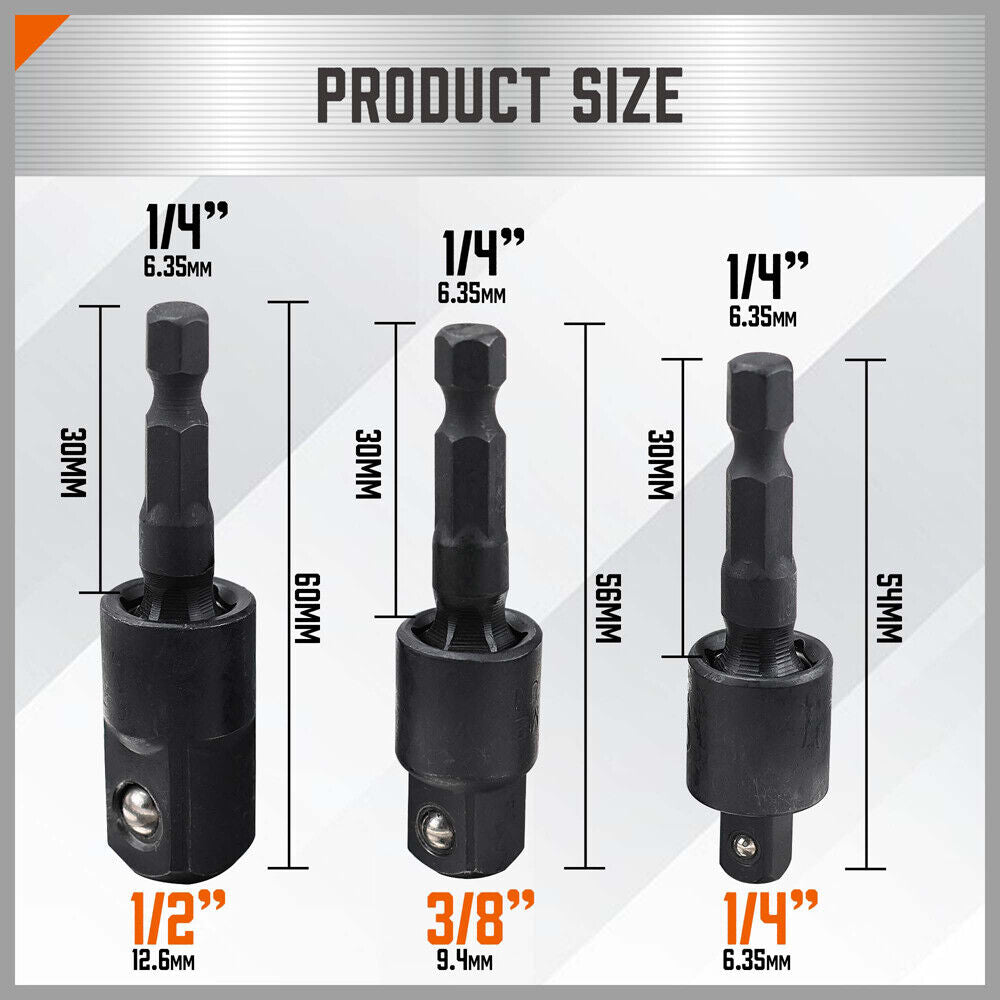 High-Quality 4-Piece Drill Socket Adapter Set with 360° Rotatable Extension for Efficient and Precise Drilling