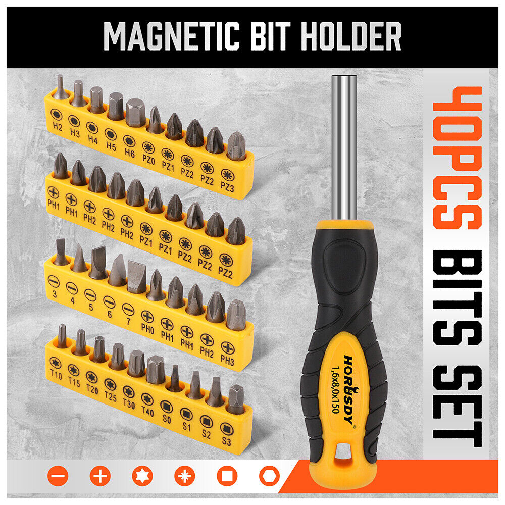 HORUSDY 58-Piece Magnetic Screwdriver Kit - Includes 16 Screwdrivers, Magnetizer, Demagnetizer, Screwdriver Holder, and 40 Replaceable Heads for Diverse Applications