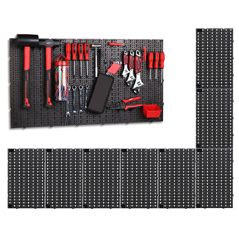HORUSDY 8-Piece Pegboard Kit with 81 Hooks for Garage Wall Organization, Heavy-Duty Multi-Size Hook Set