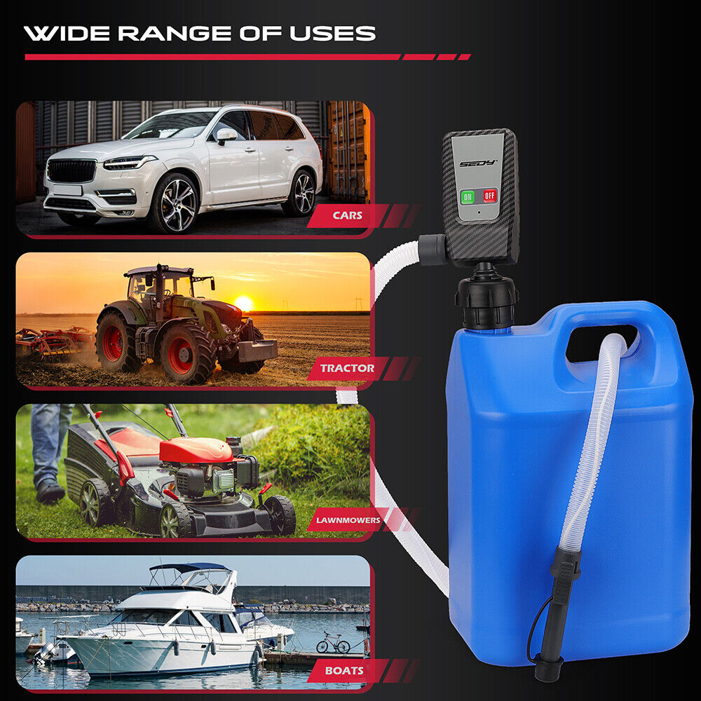 HORUSDY Battery-Powered Gasoline Hose Transfer Pump with Universal Adapters for Efficient Fuel Transfer