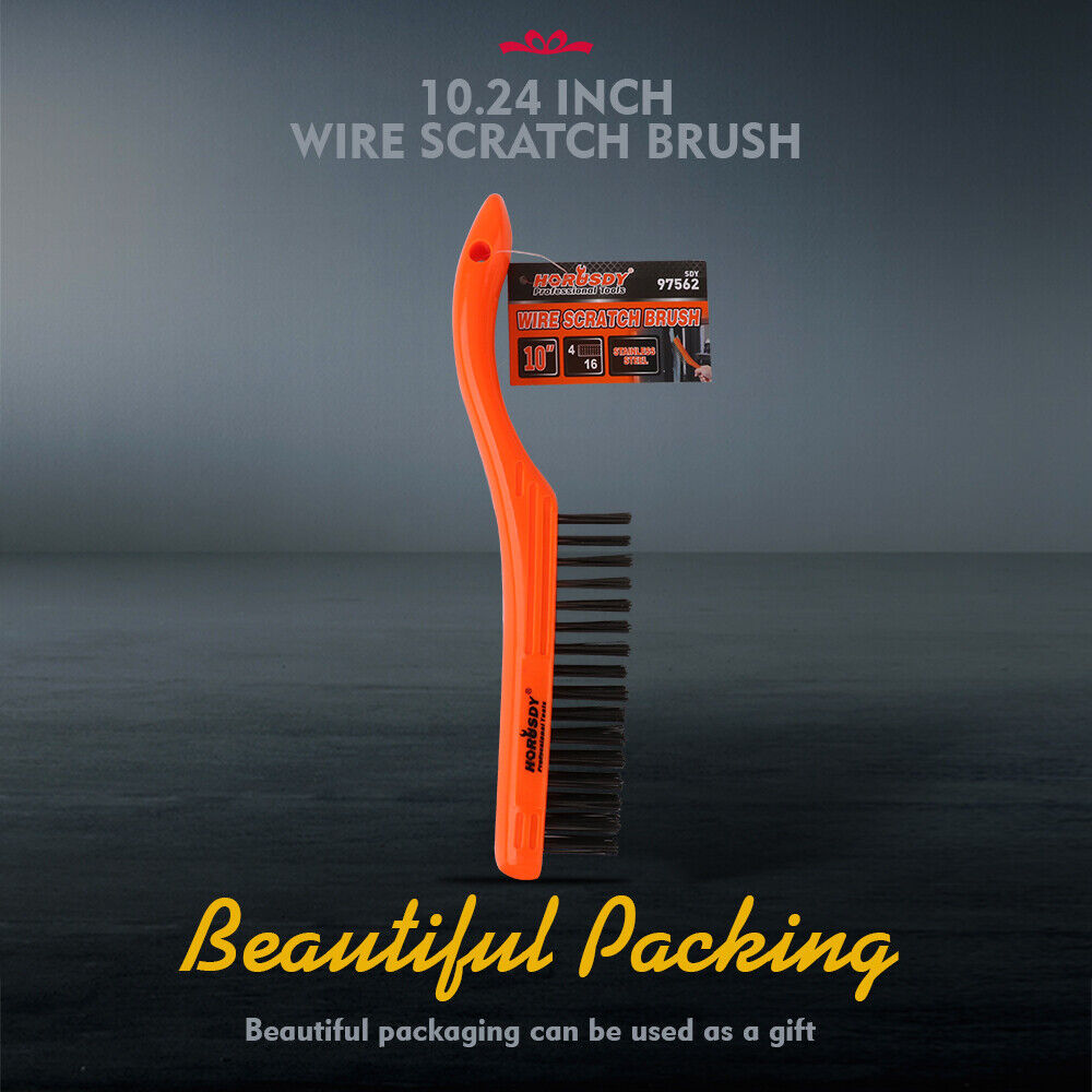 Durable 260mm Stainless Steel Wire Brush with Non-Slip Grip for Effective Surface Cleaning