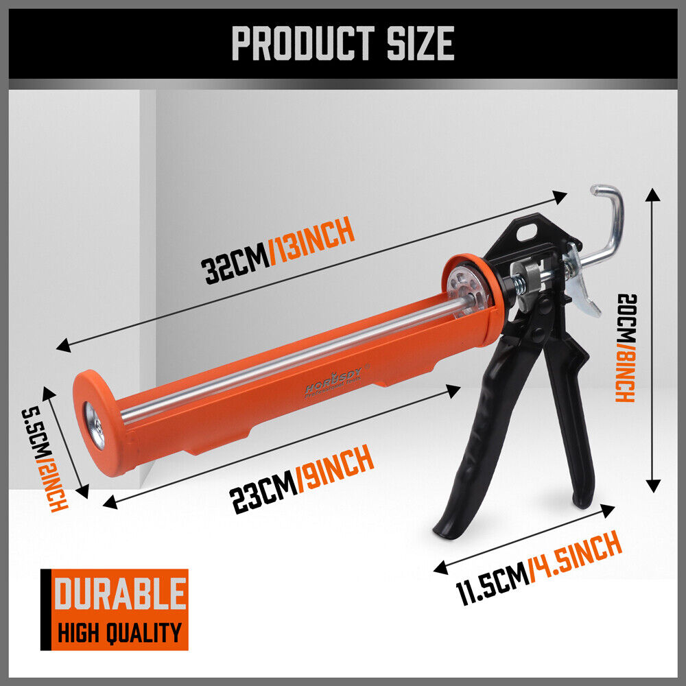 HORUSDY Heavy Duty 9-inch Caulking Gun, Ideal for Roofers, Plumbers, and Carpenters, with High Pressure Trigger and Durable Steel Frame for Precision Sealing