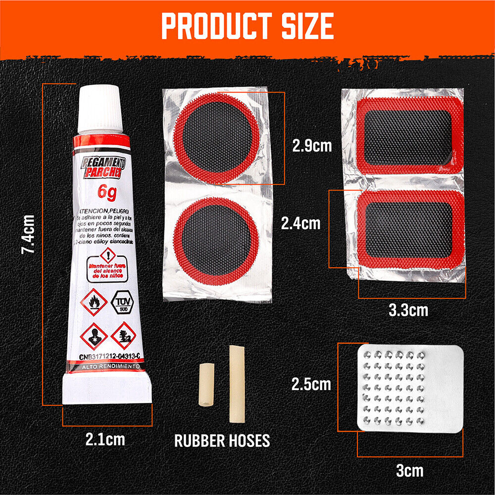 HORUSDY 8-Piece Bike Repair Kit with Adhesive, Tire Patches, Metal Rasp, and Rubber Hoses for Quick Puncture Fixes