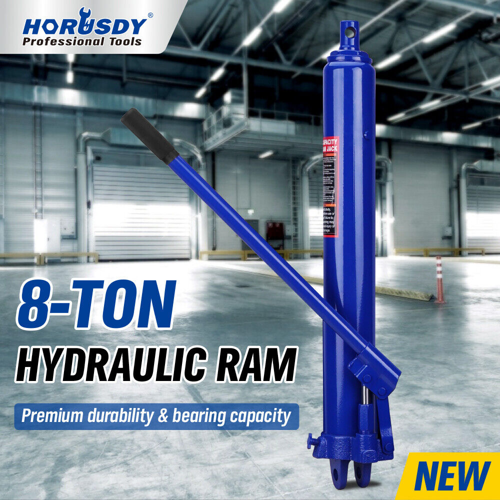 HORUSDY 8 Ton Hydraulic Long Ram Jack, 66cm-116cm Lifting Range, Sturdy Steel Construction, Ideal for Shop Cranes and Engine Hoists
