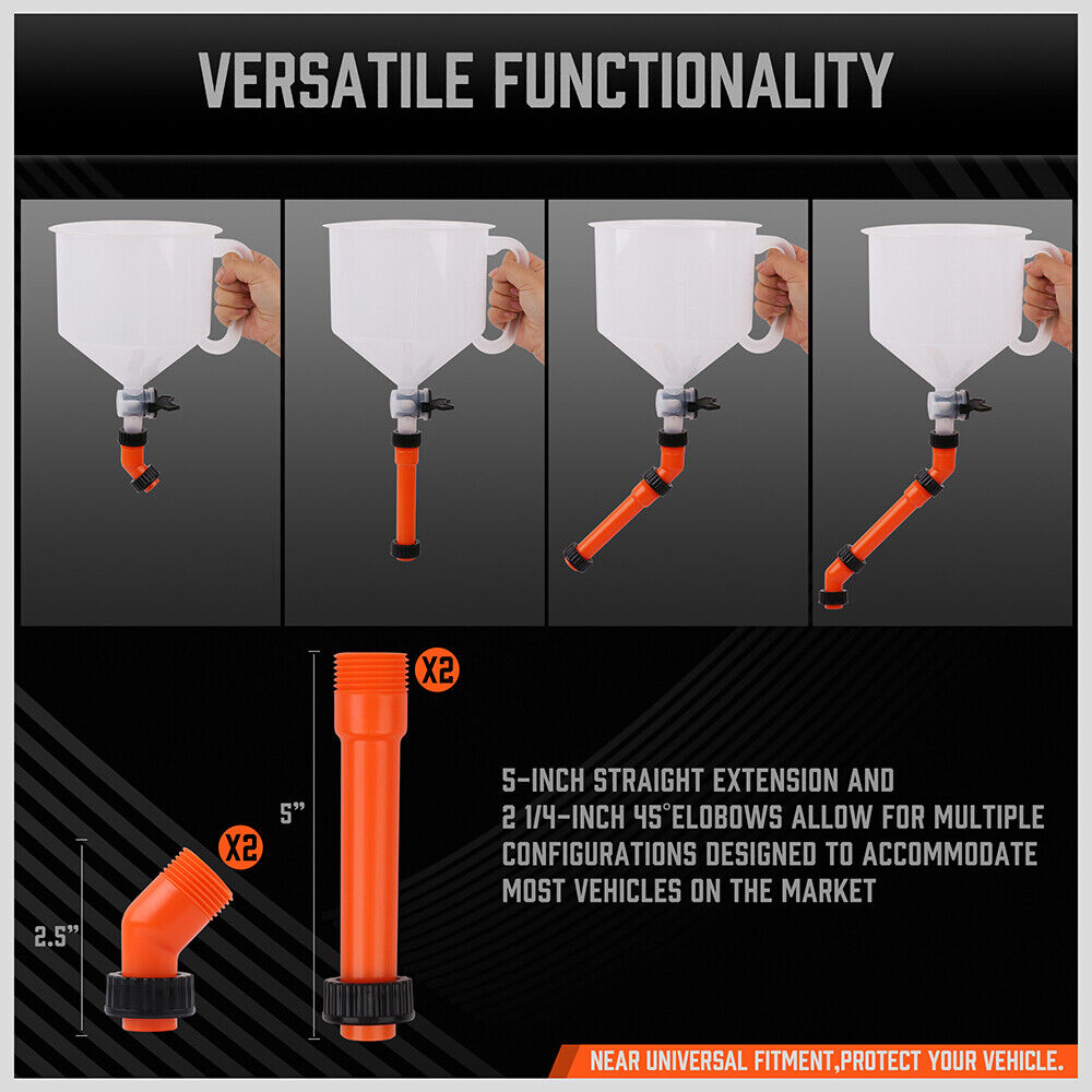 15 Piece No-Spill Coolant Funnel Kit with Valve Switch - Universal Fitment for Easy Vehicle Radiator Refill and Bleeding - Efficient and Reliable Automotive Tool