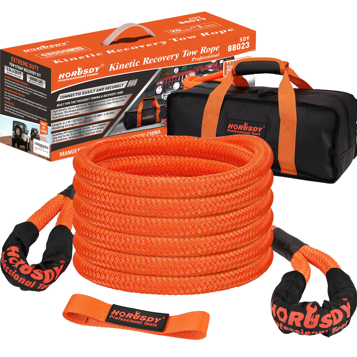 HORUSDY 20FT Heavy Duty Tow Rope – 6.1M Snatch Strap with 48000 LBS Ca –  SedyOnline