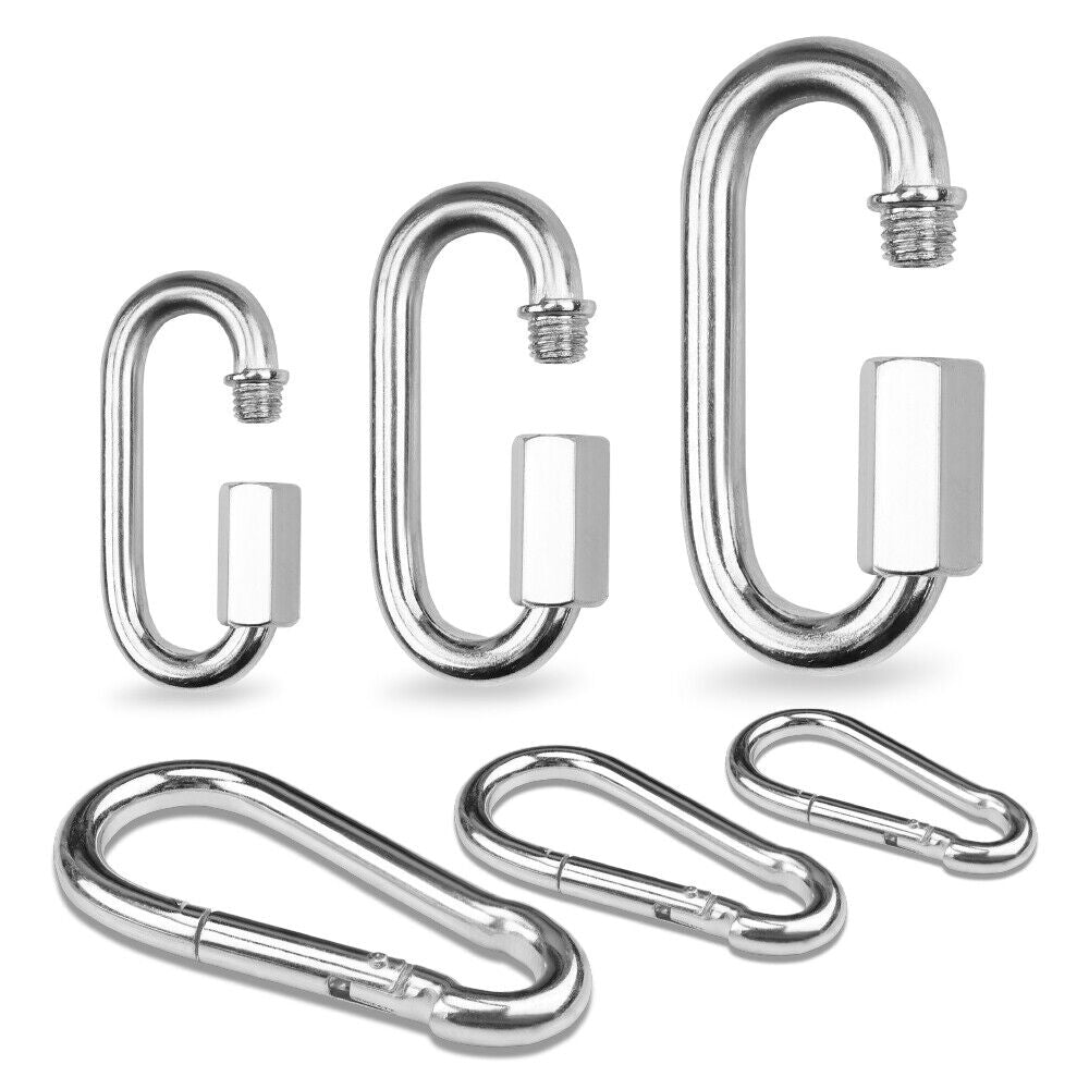 HORUSDY 6Pc Snap Hook Carabiner Shade Clip Camping Climbing Lock Stainless Steel