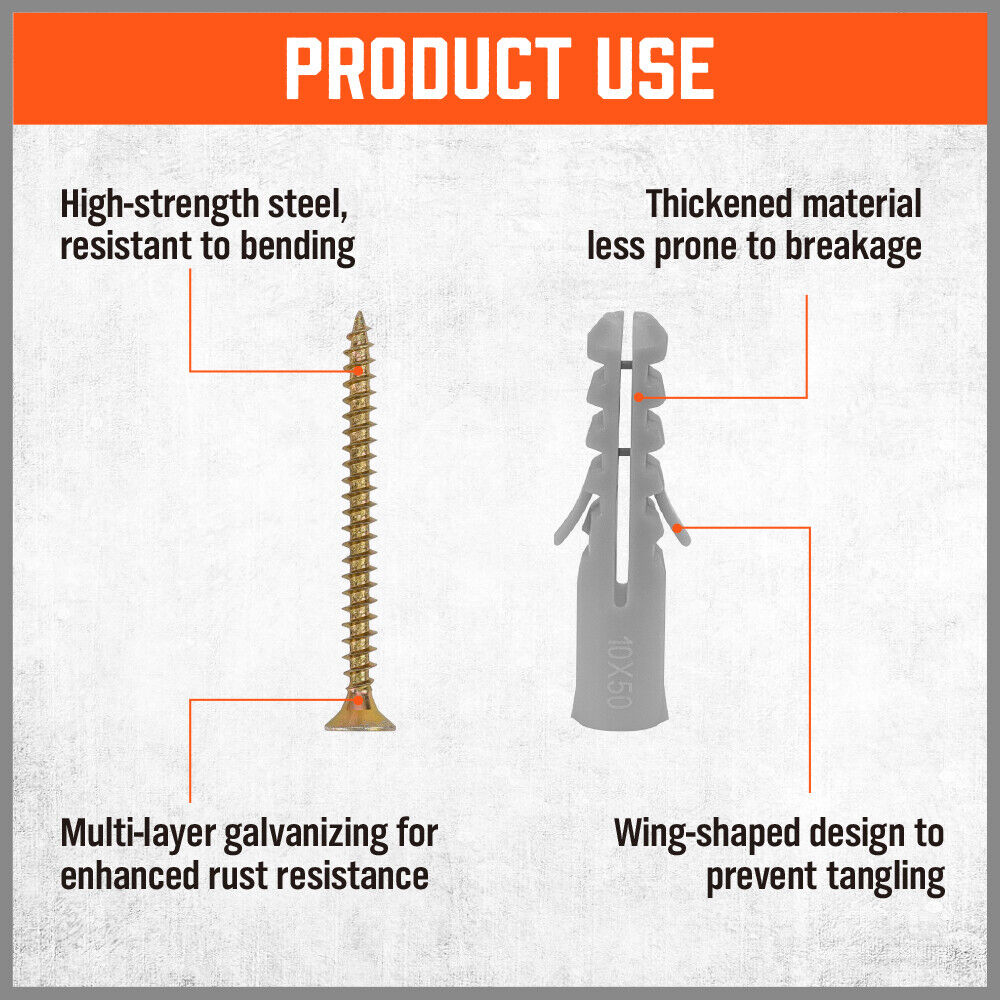 HORUSDY Screw Assortment Set - 421 Pieces including Hex Wood Screws, Chipboard Screws, Wall Plugs for Robust Fixing in Drywall and Wood Surfaces