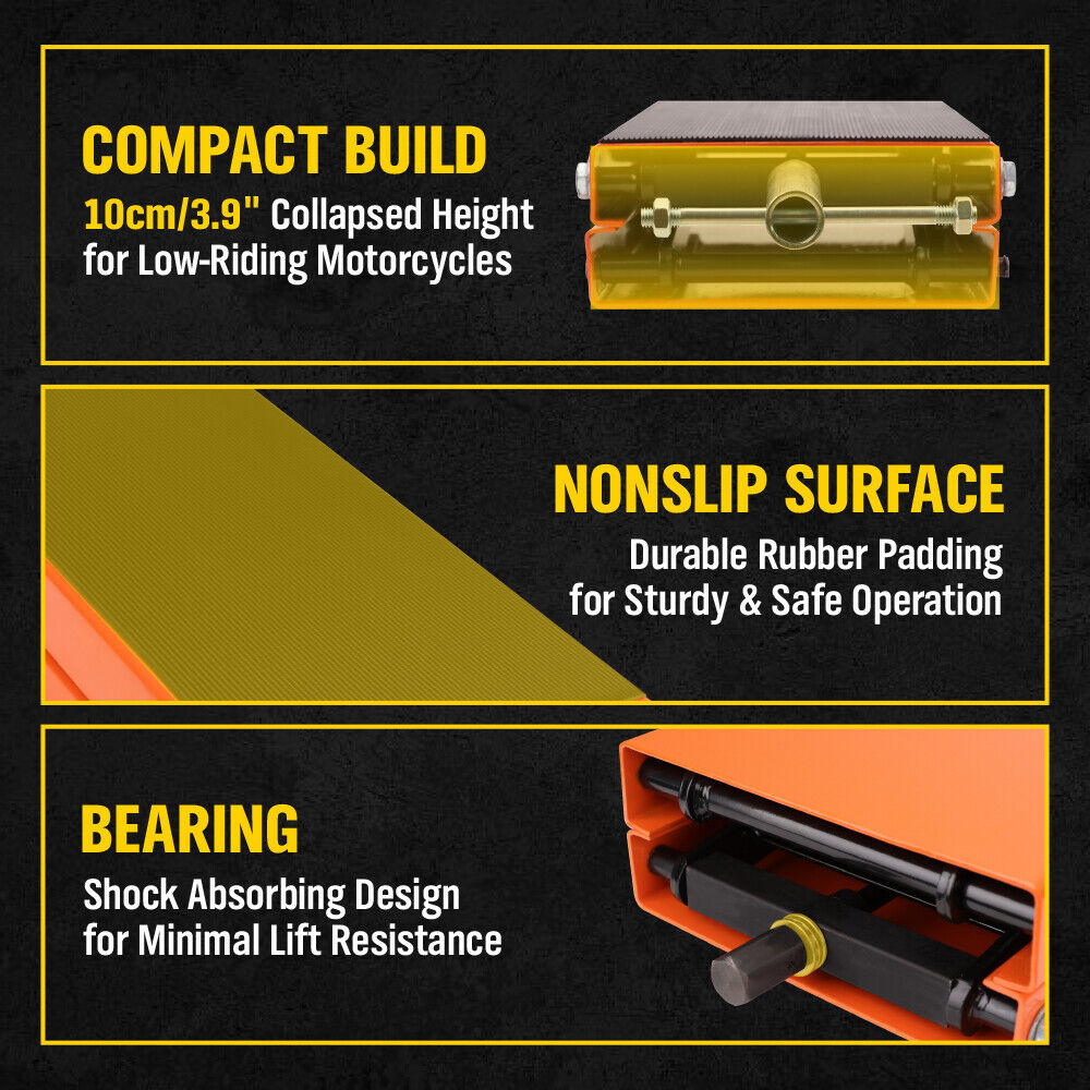 HORUSDY 450kg Motorcycle Scissor Lift Jack - Sturdy and Safe Motorbike Lifting Stand with Wide, Non-Slip Deck