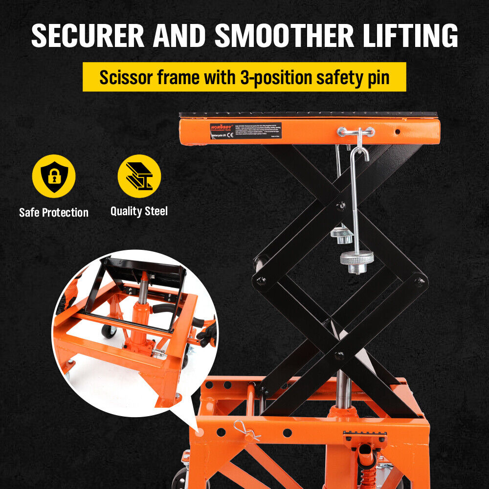 Hydraulic Motorcycle Lifter with 350 LBS Loading Capacity