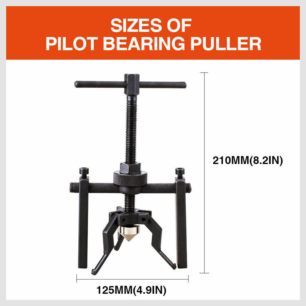 Sturdy steel 3-jaw pilot bearing puller for automotive flywheel, motorcycle wheel, and machinery bearings