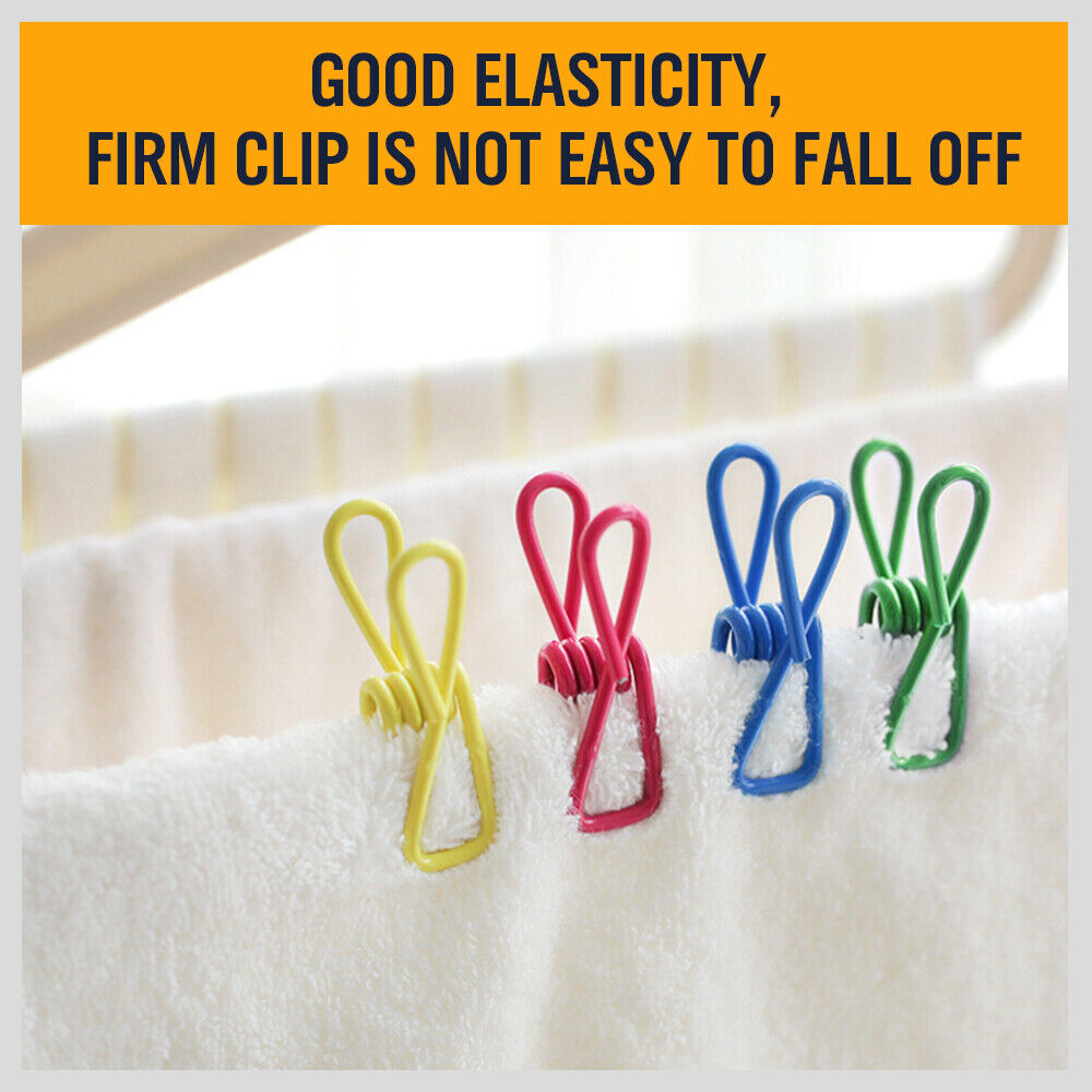 Set of 10 Durable Steel Clips, Multi-Use Spring Clamps for Hanging Clothes and Organizing Documents