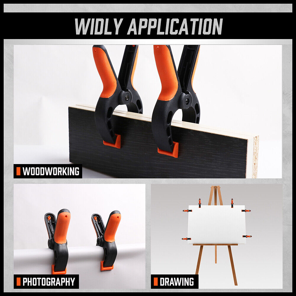 HORUSDY 8-Piece Bar and Spring Clamps Set with One-Handed Operation, ideal for Woodworking, featuring 6" and 12" Bar Clamps and 6" Spring Clamps