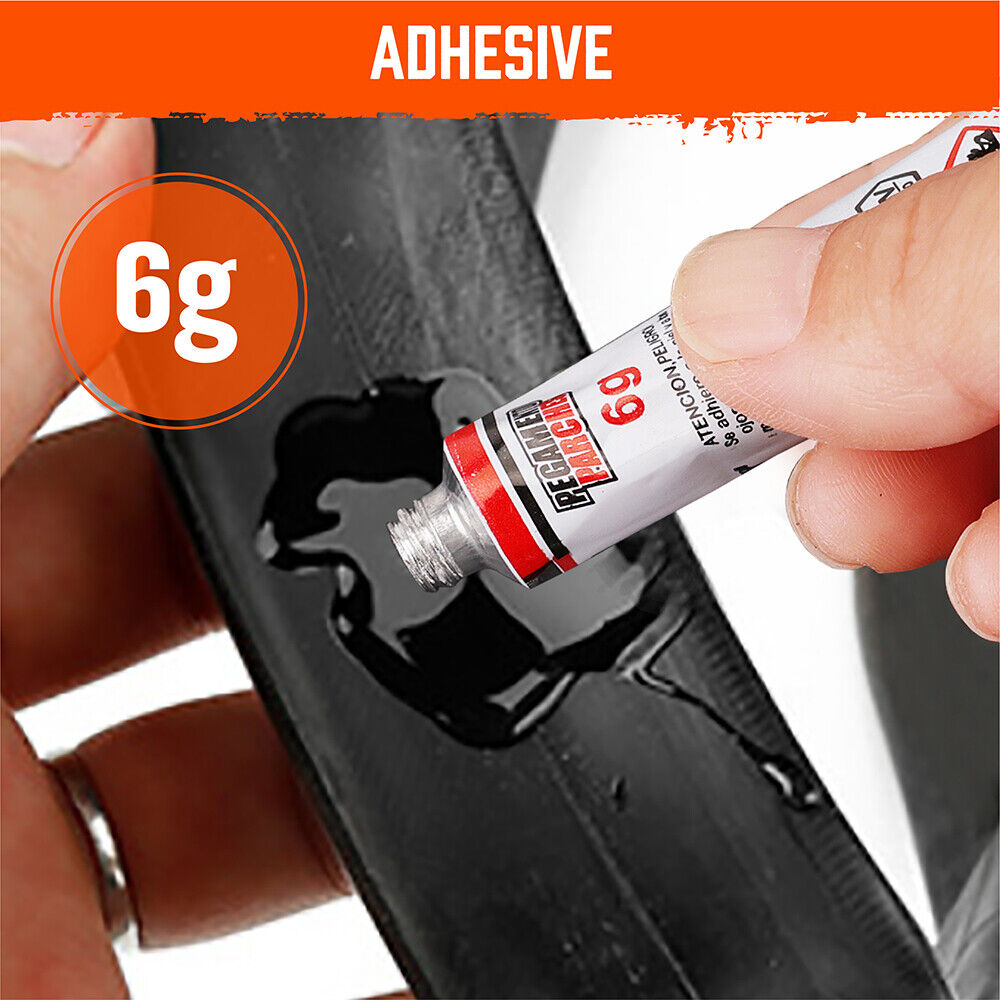 HORUSDY 8-Piece Bike Repair Kit with Adhesive, Tire Patches, Metal Rasp, and Rubber Hoses for Quick Puncture Fixes