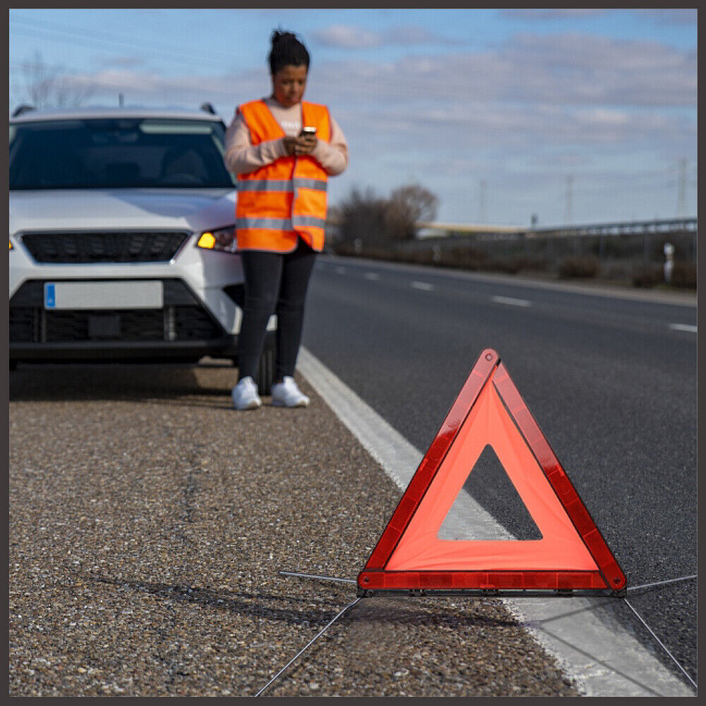 3Pc Emergency Warning Triangle Set - Reflective Safety Sign for Roadside Assistance