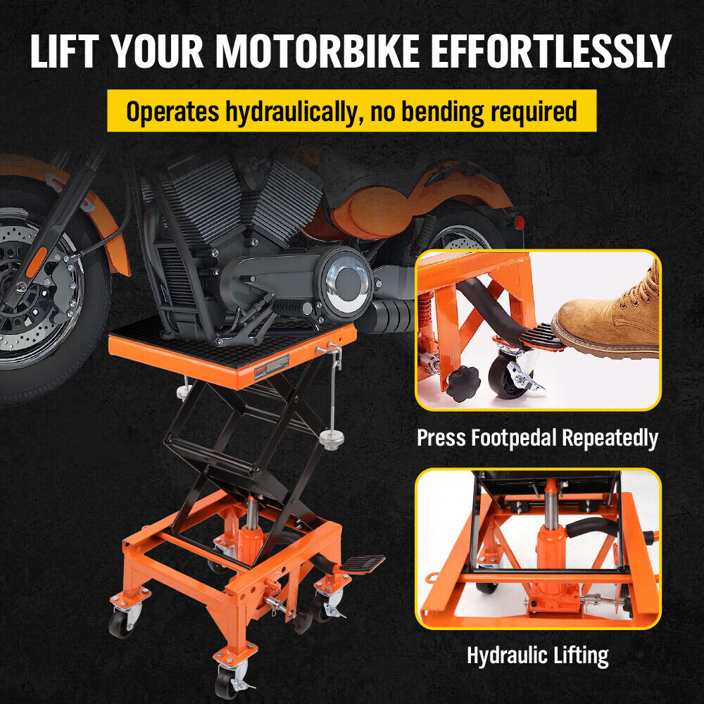 Hydraulic Motorcycle Lifter with 350 LBS Loading Capacity