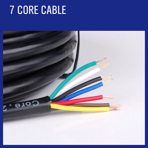 10M Long, 7 Core Wire Cable in Black V90 PVC Sheathing for Reliable Automotive and Marine Wiring