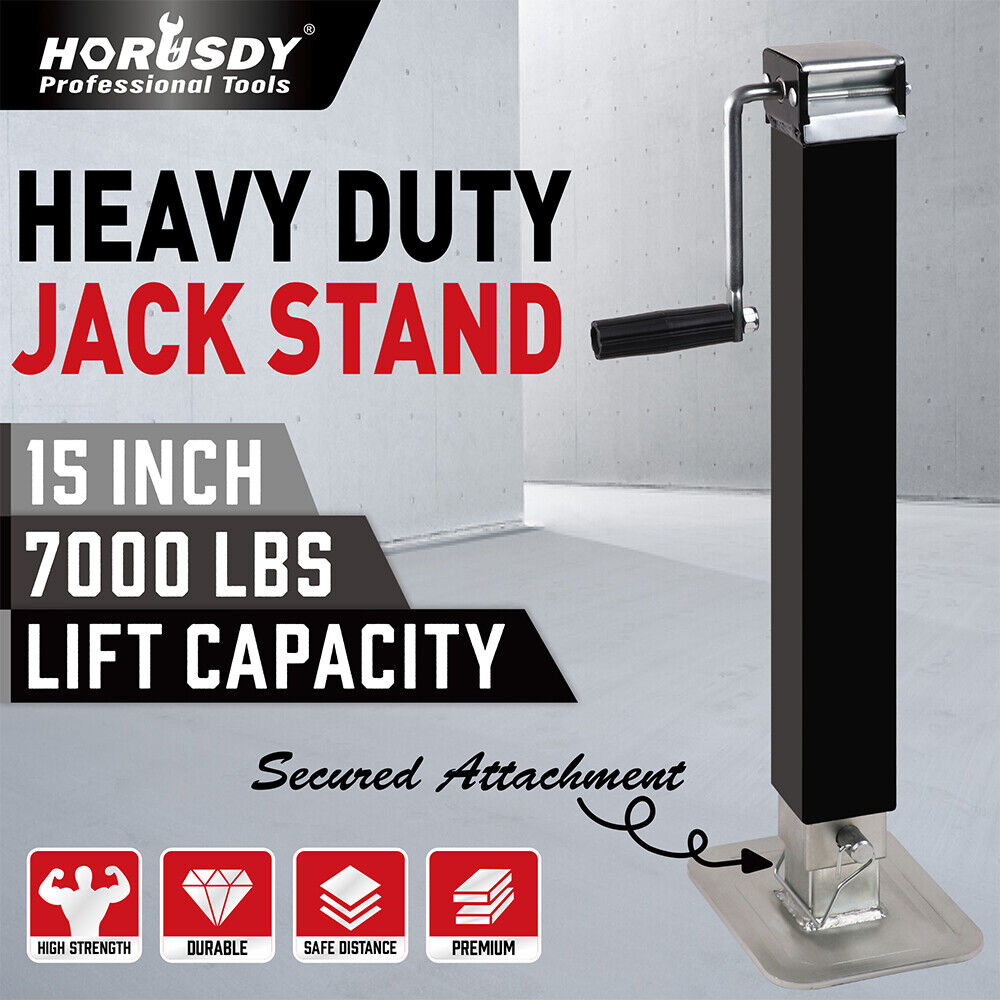 HORUSDY 7000lbs Capacity Trailer Jack Stand with Side-Wind Handle and Drop Leg Extension for Caravans