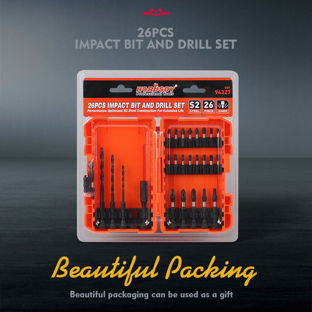 Comprehensive 26-Piece Impact Screwdriver Bit Set with Drill Bits and Magnetic Holder for Secure Fastening