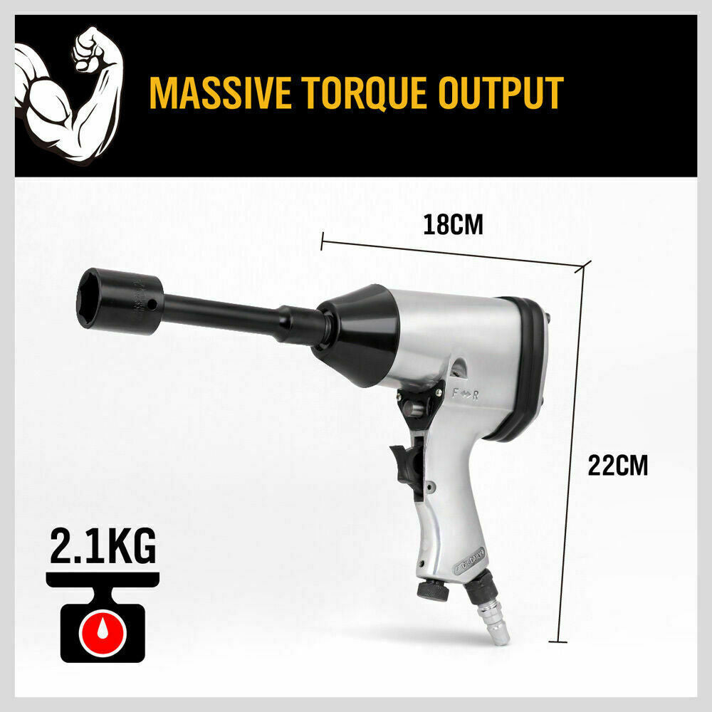 Complete 17-piece pneumatic air impact wrench kit with metric sockets and accessories for automotive and workshop use