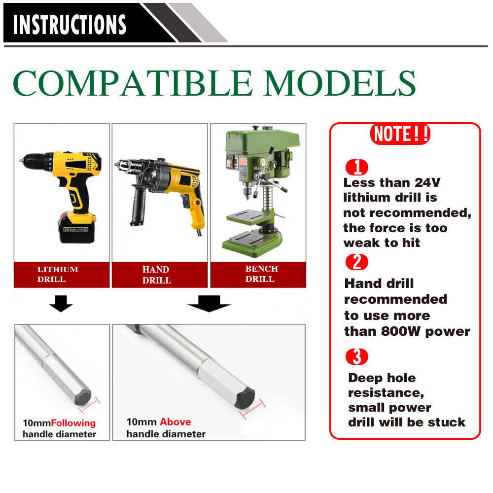 460mm Long 6Pc Auger Wood Drill Bits Set - 10-20mm Hex Shank, Includes Wooden Storage Box