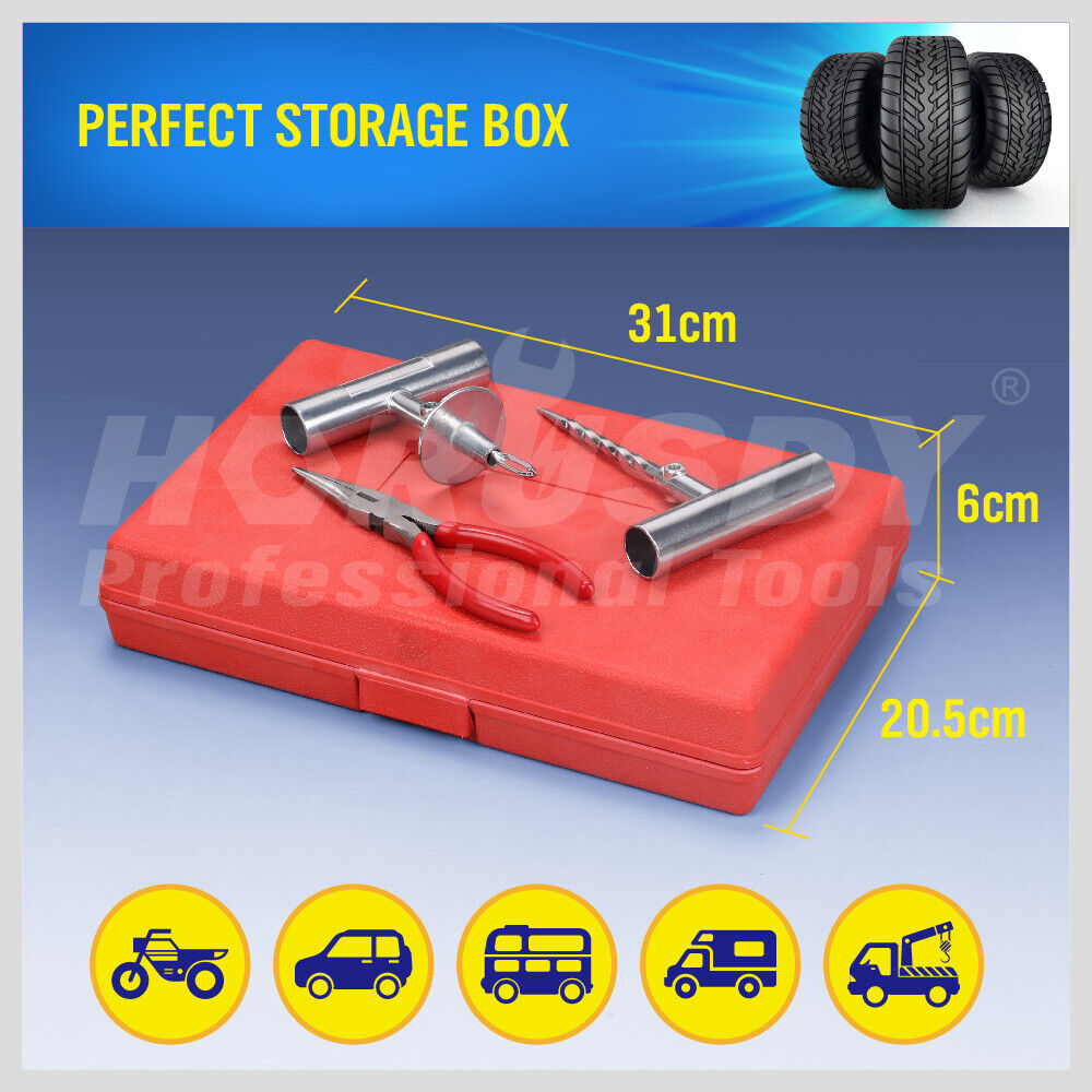 Heavy Duty 56-Piece Tyre Puncture Repair Kit - Quick and Easy Emergency Tire Repair for Car, Motorcycle, 4WD - Durable Tools and Accessories