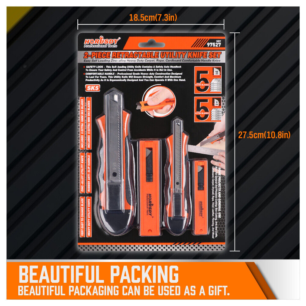 Retractable Box Cutter Utility Knife with Spare Blades