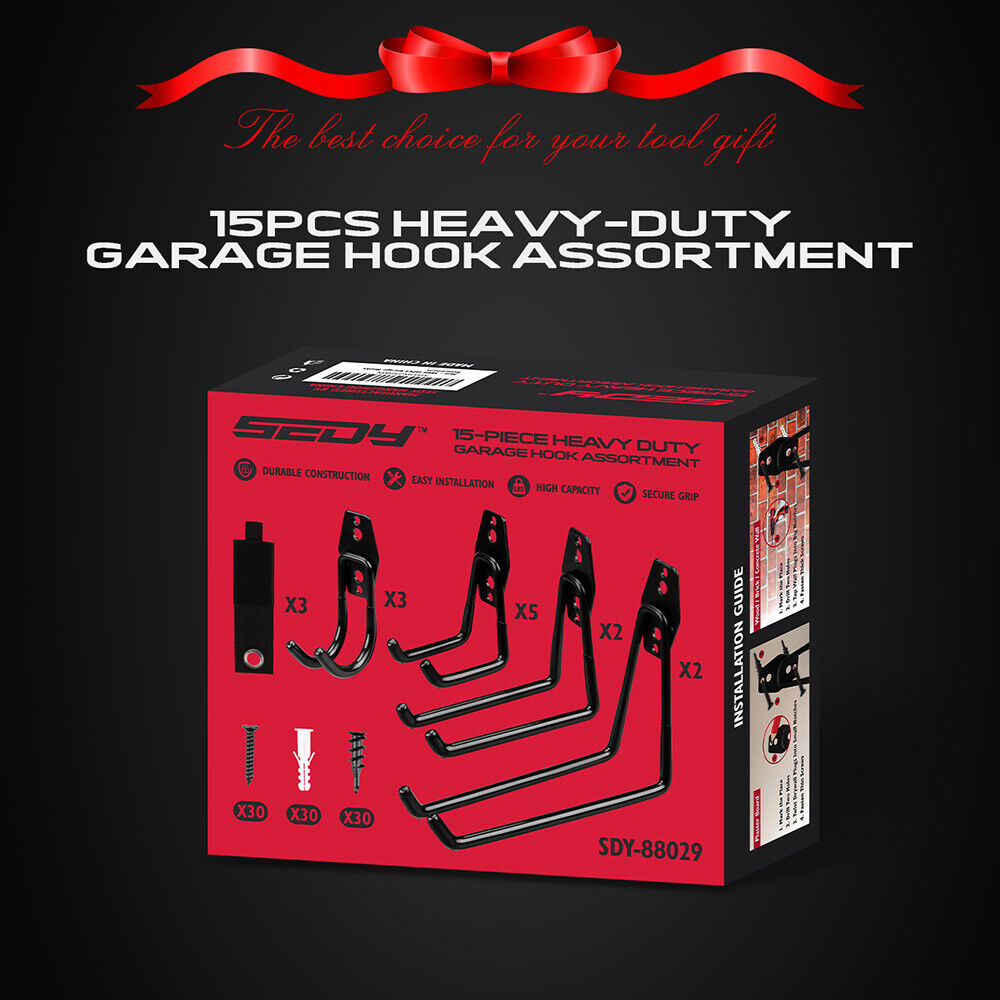 Sturdy and Durable SEDY Garage Wall Hooks in Stainless Steel for Tool Organization