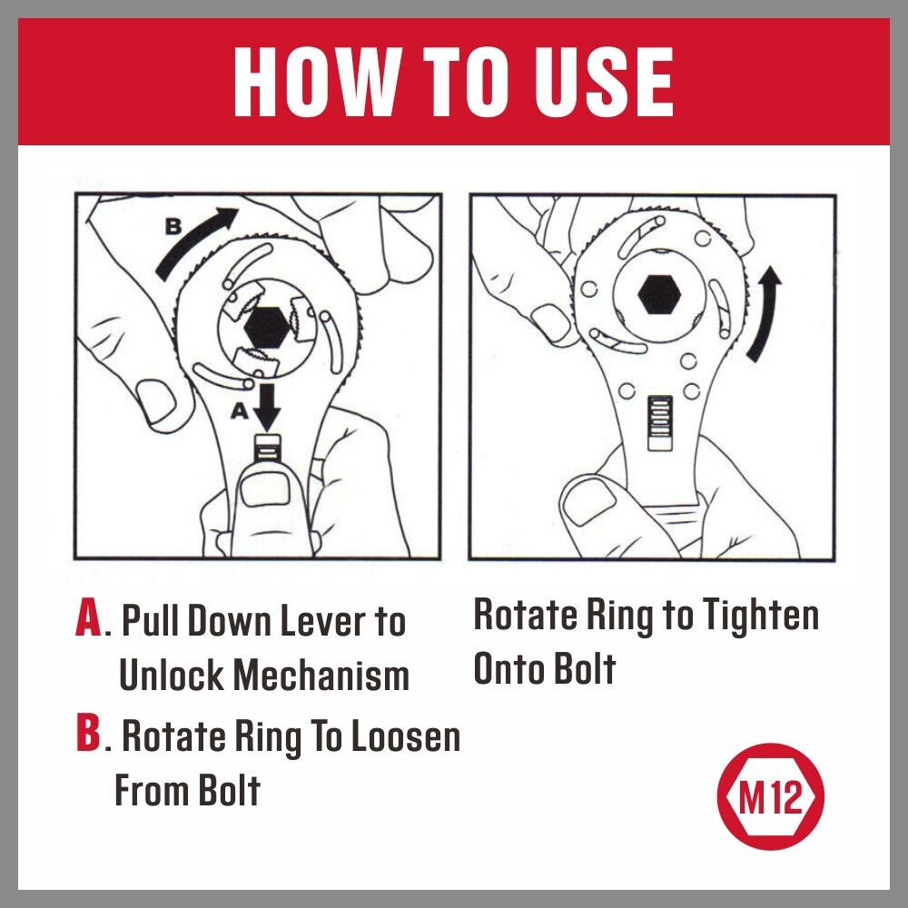 Versatile 8-Inch Auto Grip Universal Wrench - Adjustable for Inch and Metric Fasteners, Features 3 Ratcheting Steel Cams