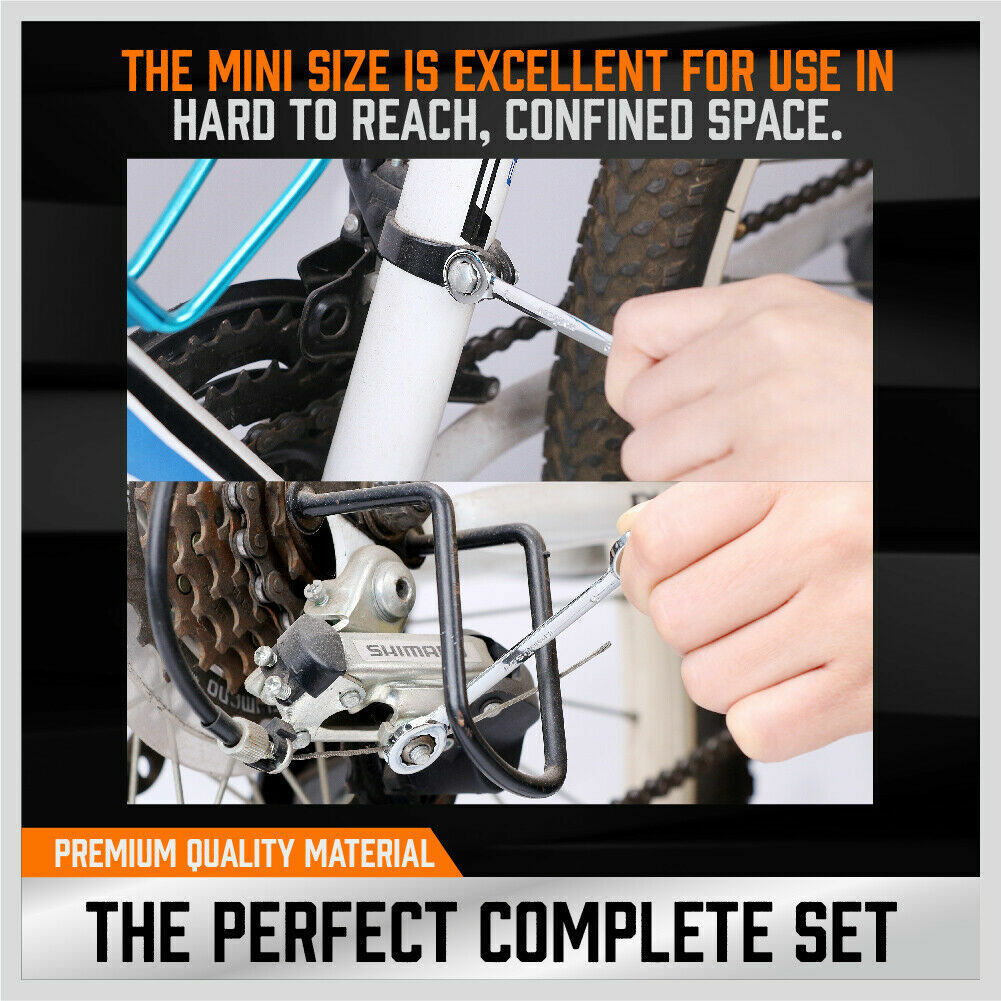 20-Piece Compact Mini Spanner Set including Metric and SAE Stubby Combination Wrenches with Open and Ring Ends