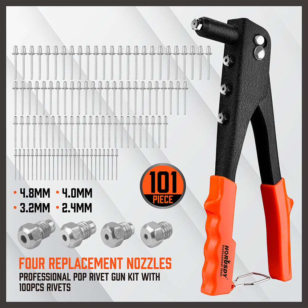 Manual Rivet Gun Kit with 100Pcs Rivets - Ideal for DIY Projects