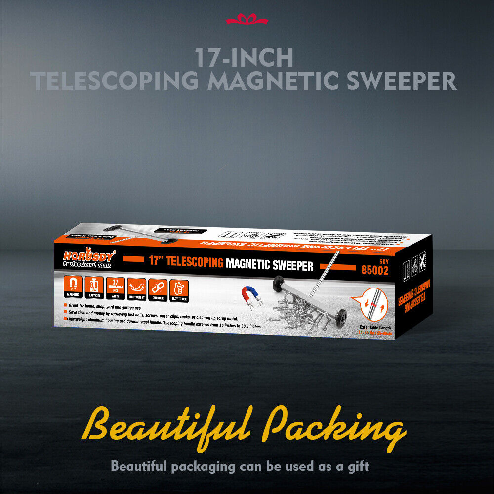 HORUSDY Magnetic Sweeper, 17-Inch Telescoping Design, 8.8Lbs Magnetic Force, Ideal for Construction Sites and Workshops