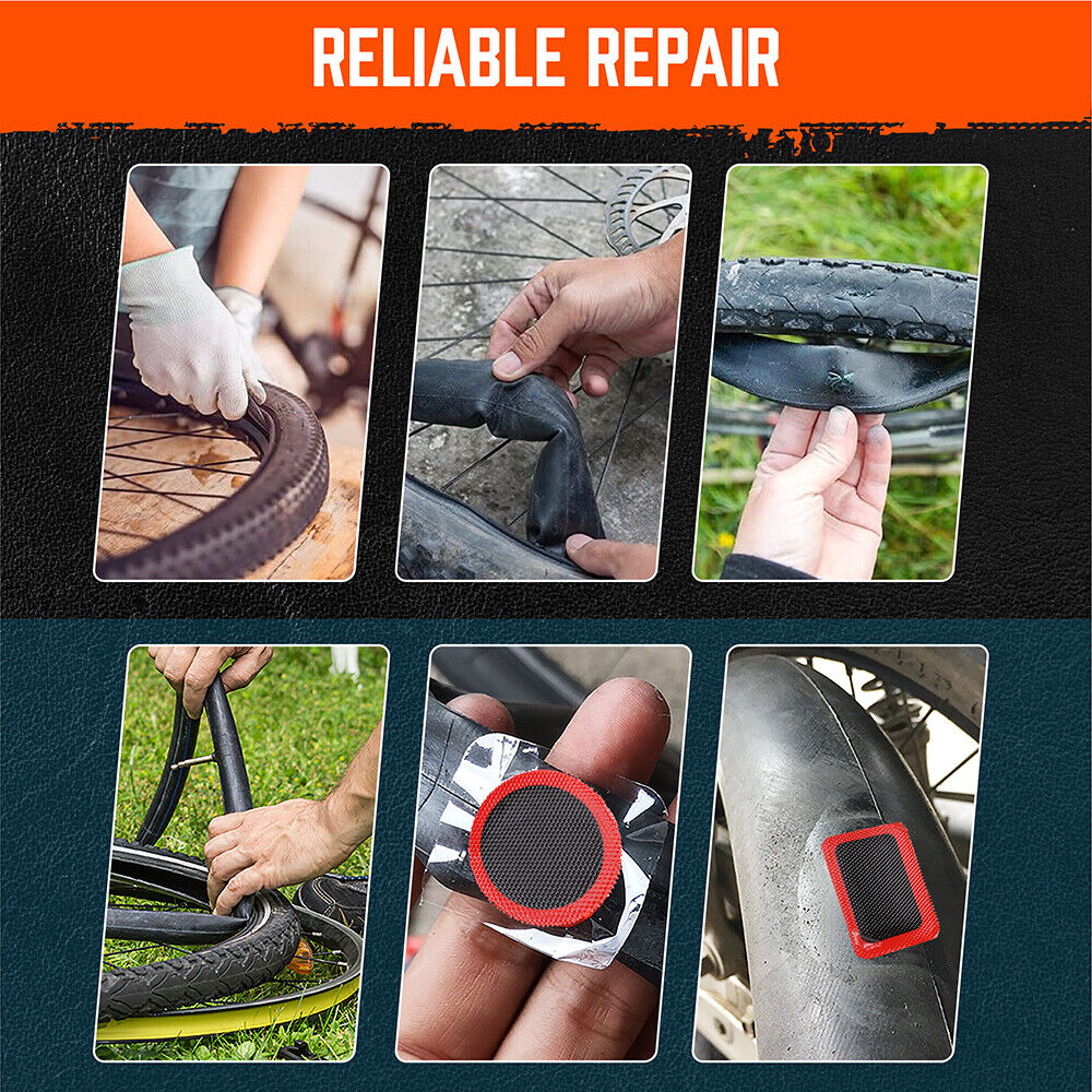 HORUSDY 8-Piece Bike Repair Kit with Adhesive, Tire Patches, Metal Rasp, and Rubber Hoses for Quick Puncture Fixes