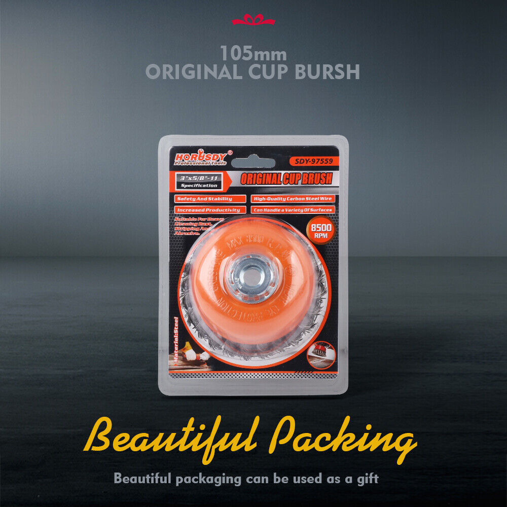 4-inch heavy-duty steel wire wheel cup brush for rust removal and surface preparation, compatible with M14 angle grinders