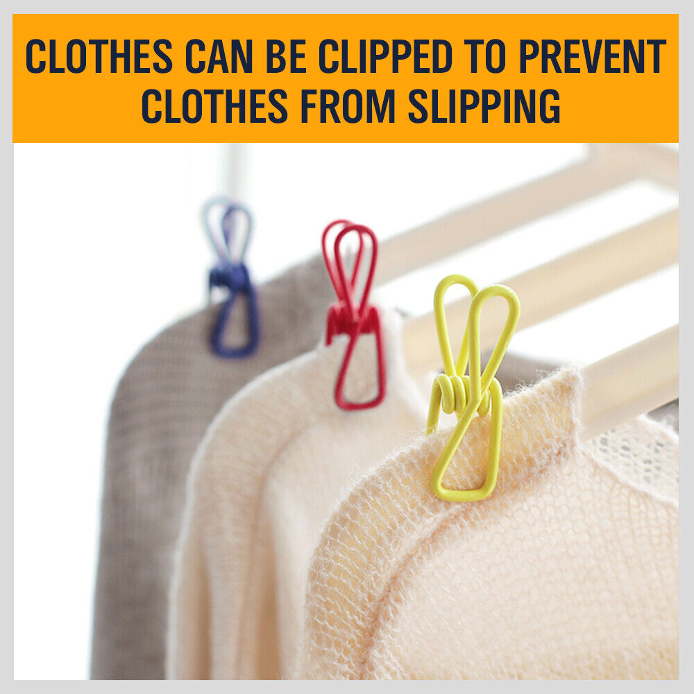 Set of 10 Durable Steel Clips, Multi-Use Spring Clamps for Hanging Clothes and Organizing Documents