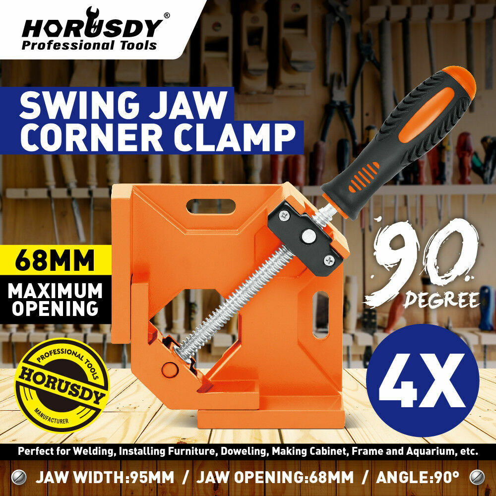 Durable 90° Right Angle Corner Clamp - Cast Alloy Body, Single Handle Design, Suitable for Woodworking and Welding Projects