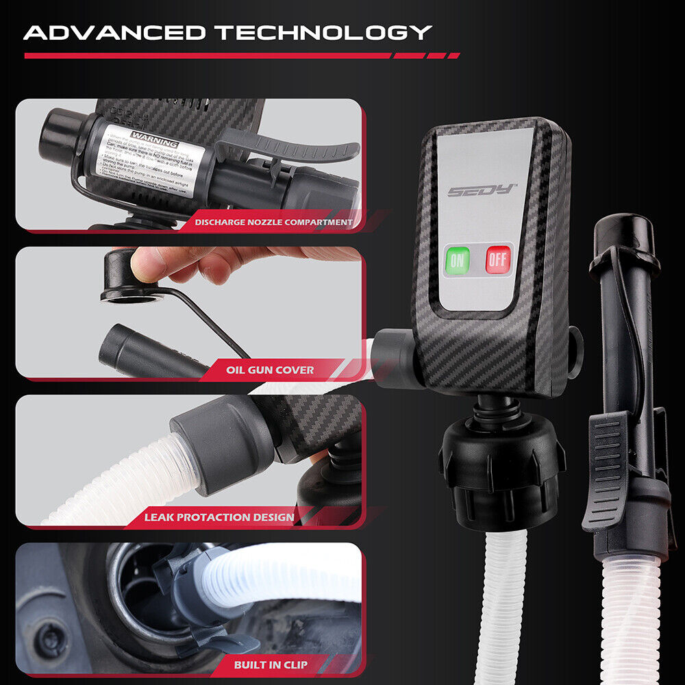 HORUSDY Battery-Powered Gasoline Hose Transfer Pump with Universal Adapters for Efficient Fuel Transfer