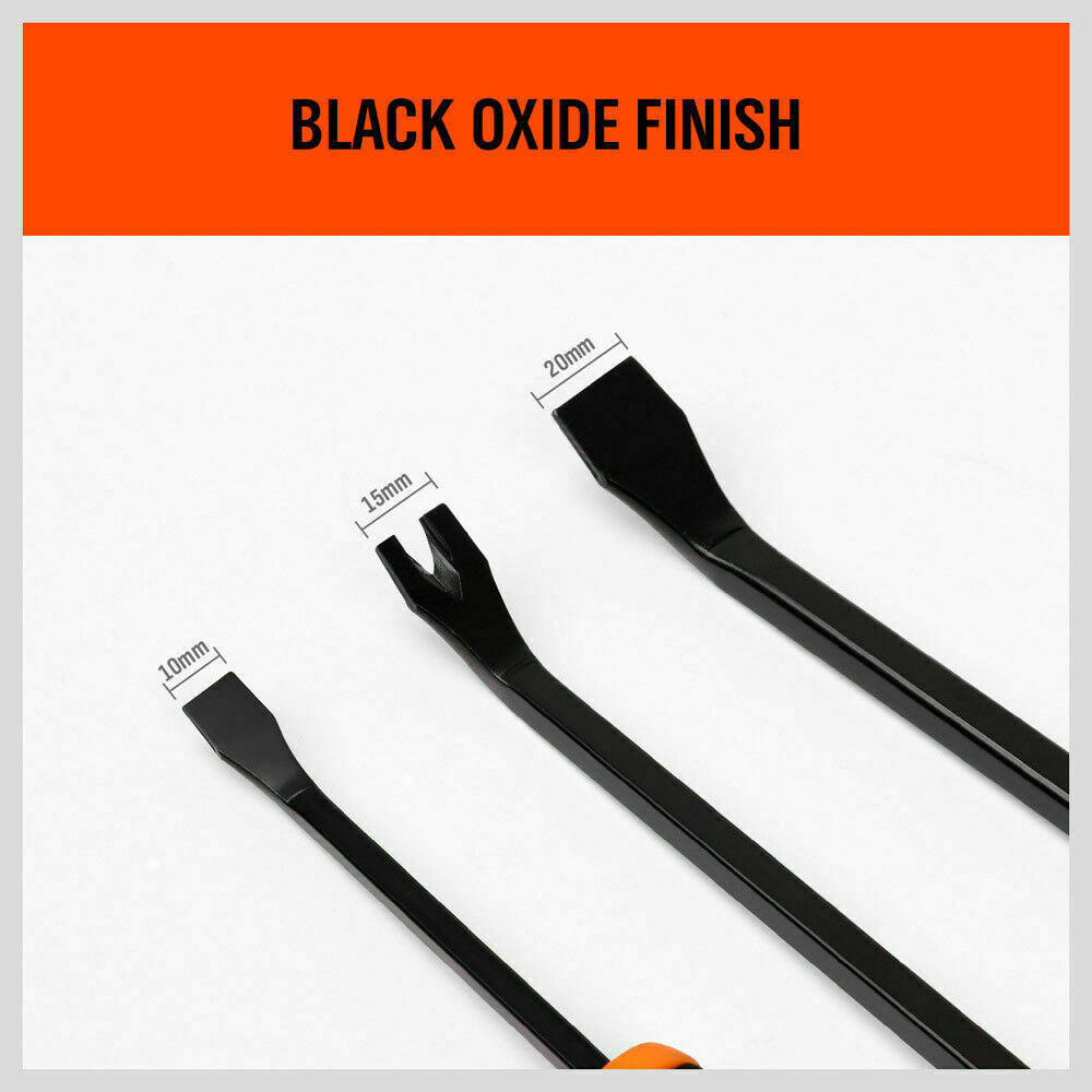 Robust 3-Piece Impact Pry Bar Set with go-through design for optimal striking force and comfort grip handles with guards for secure handling.
