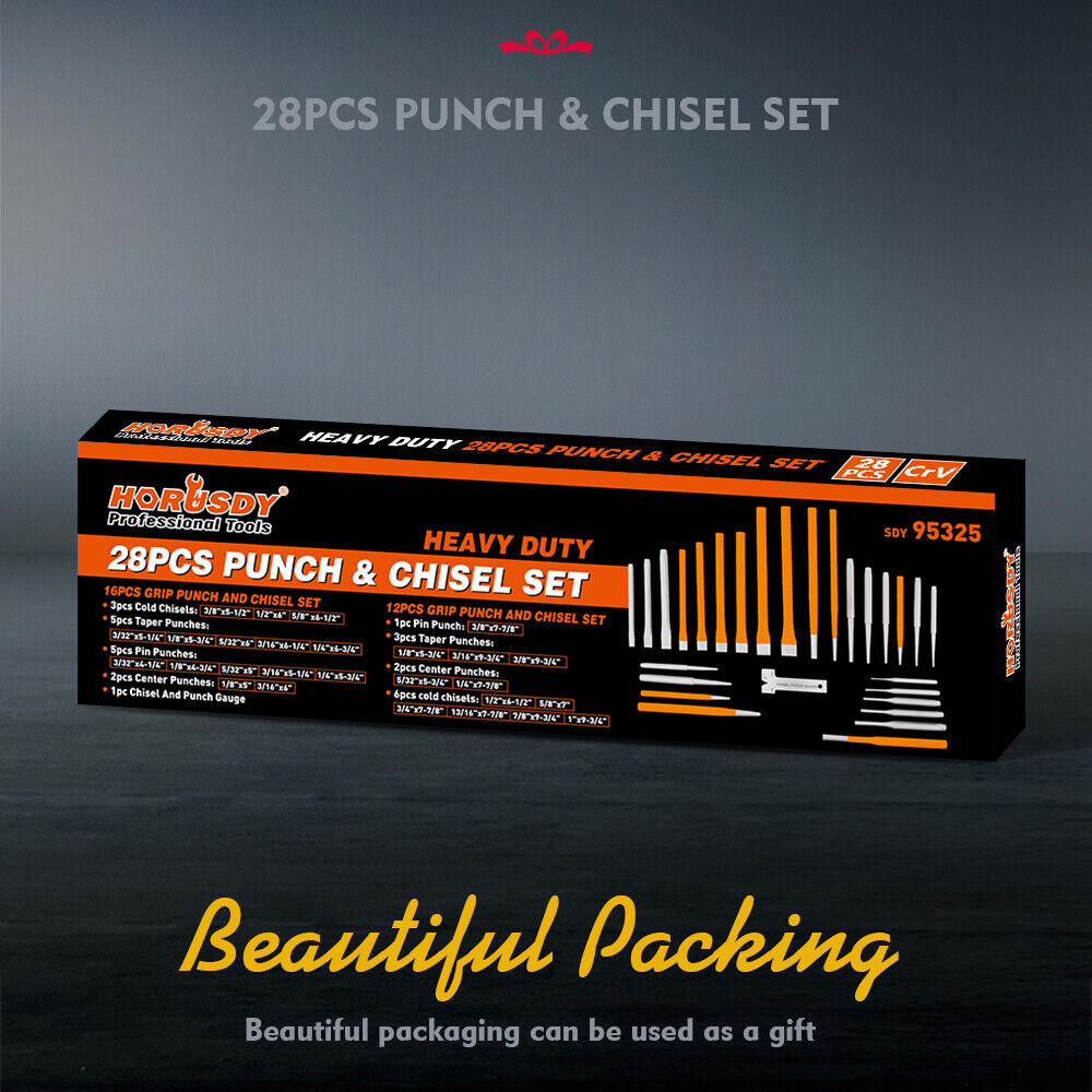 Comprehensive 28-Piece Punch and Chisel Tool Set in Chrome Vanadium Steel