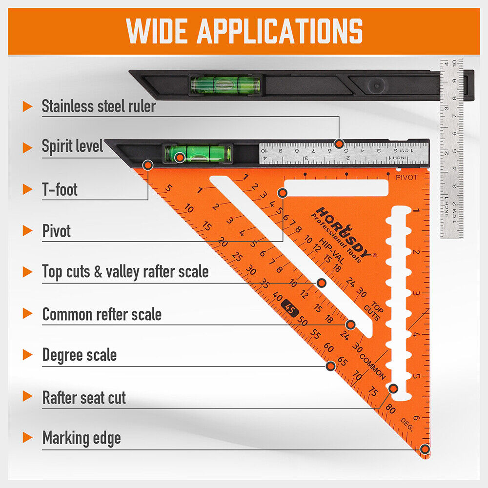 HORUSDY 7 Inch Speed Square Carpenter Square Tool
