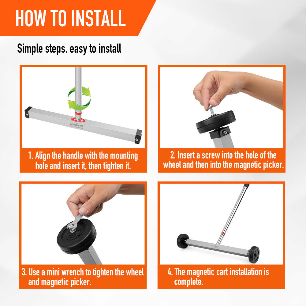 HORUSDY Magnetic Sweeper, 17-Inch Telescoping Design, 8.8Lbs Magnetic Force, Ideal for Construction Sites and Workshops