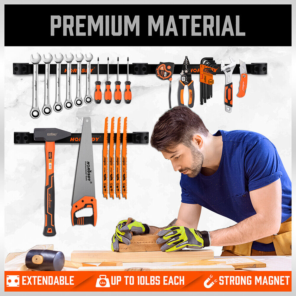 HORUSDY 4-Piece 12-Inch Magnetic Tool Holder Set - Durable Alloy Steel Strips for Efficient Garage and Workshop Tool Organization