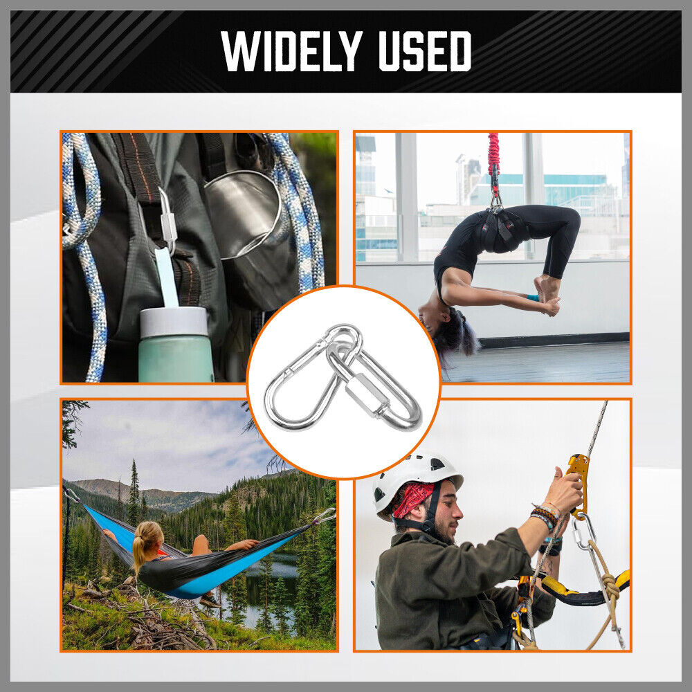 HORUSDY 6Pc Snap Hook Carabiner Shade Clip Camping Climbing Lock Stainless Steel