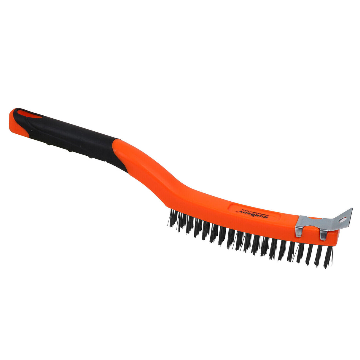 Heavy-duty 335mm Carbon Steel Wire Brush with Rubber Grip for Effective Cleaning