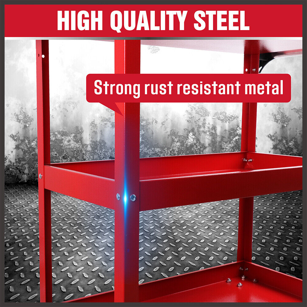 Heavy-Duty 3-Tier Tool Cart - Workshop Garage Storage Organizer with ample space and convenient features.