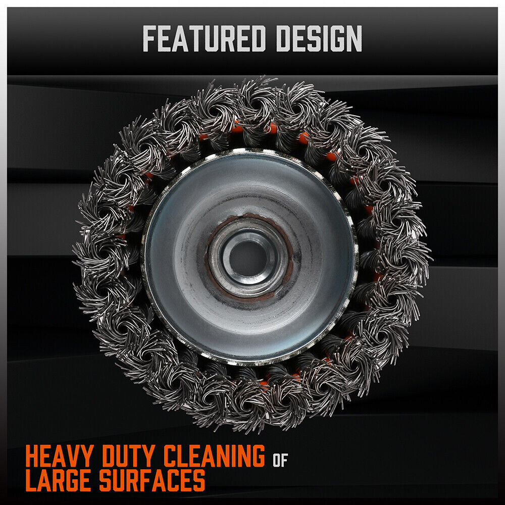 4-inch heavy-duty steel wire wheel cup brush for rust removal and surface preparation, compatible with M14 angle grinders