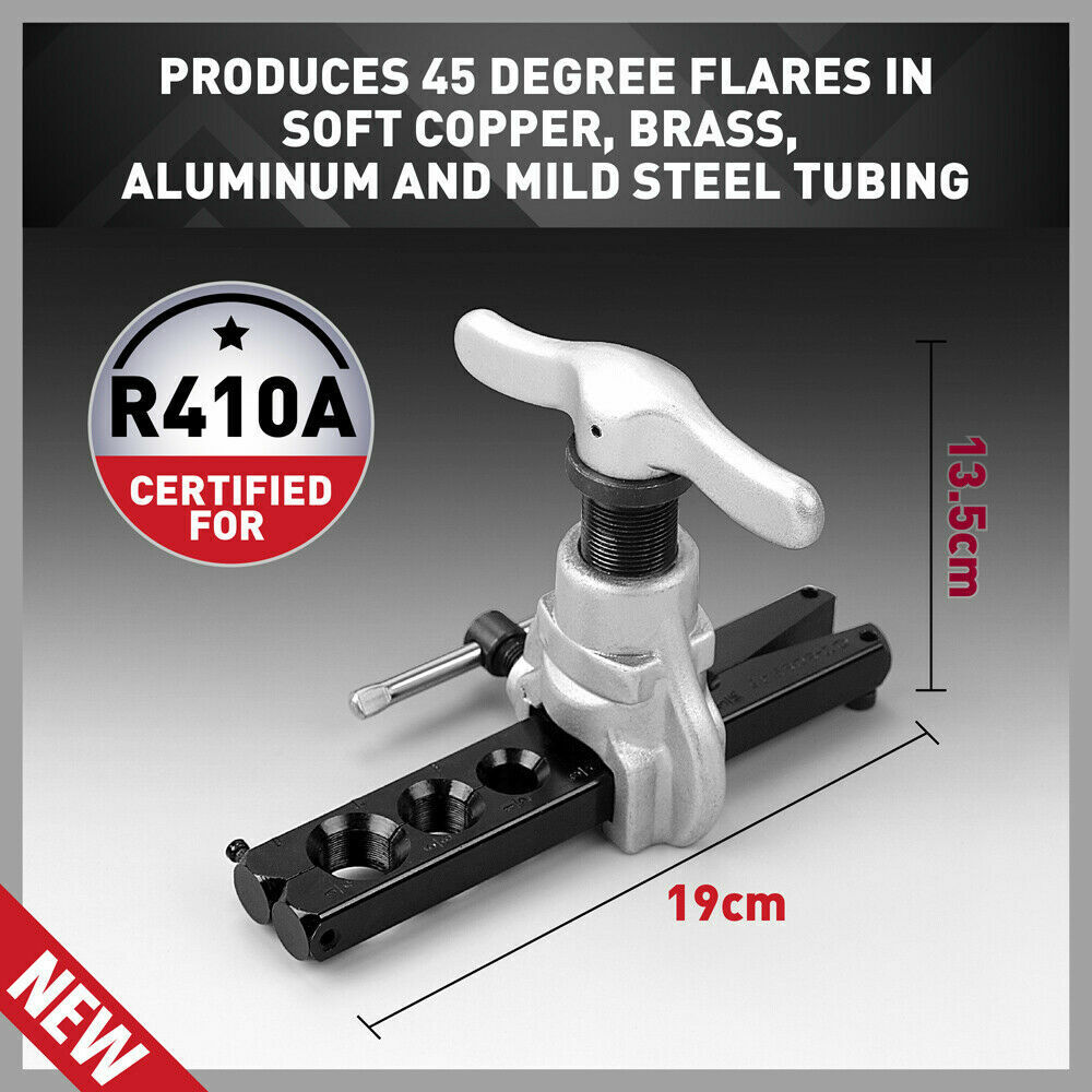 Professional Eccentric Flaring Tool Kit - Creates 45 Degree Flares in Soft Tubing, Sizes 3/16" to 3/4", Durable Design